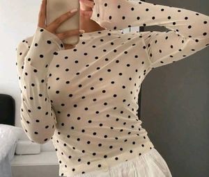 Polka Dot Sheer Mesh Top