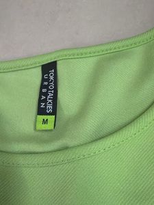 Lime Green Crop Top &amp; Flare Pants Set