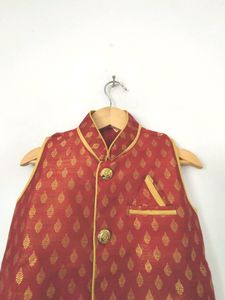 Red And Gold Kurta Set (Boy's)