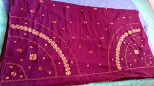 Purple Embroidered Saree