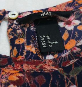 H&amp;M Floral Print Short-Sleeve Blouse, Size 40