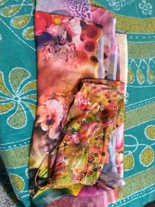 Vibrant Floral Print Dress Material