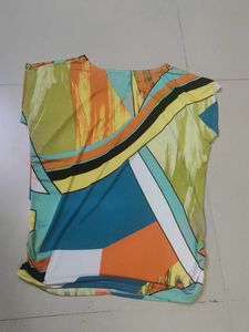 imported Colorful Abstract Print T-Shirt with rhin