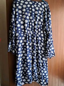 Navy Blue Floral Print Midi Dress