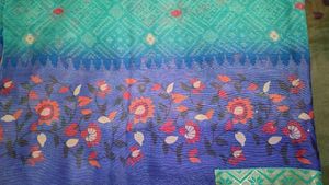 Beautiful Printed Teal Saree 2