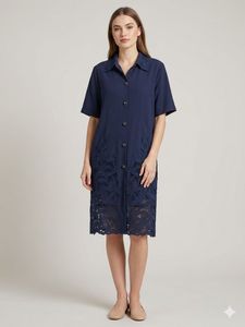 Elegant Navy Blue Lace Dress