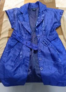 Chic Royal Blue Jacket with Belt