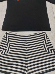 Cute Bunny Top &amp; Striped Shorts Set zara brand