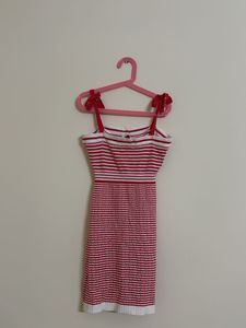 Red and White Striped Mini Dress