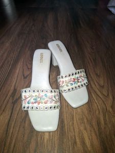 Embroidered Heeled Mules