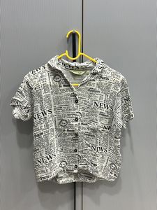 Newspaper Print Button-Up Shirt