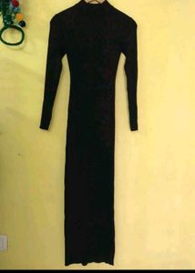 Branded Black Knit Maxi Dress