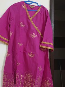 Vibrant Purple Kurta with Gold Embroidery
