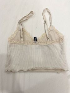 H&amp;M Lace Trim Ribbed Cami Top
