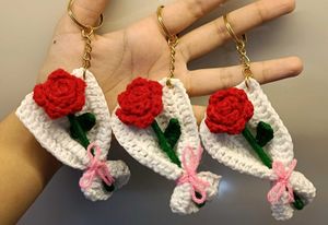 Handmade Crochet Rose Bouquet Keychains