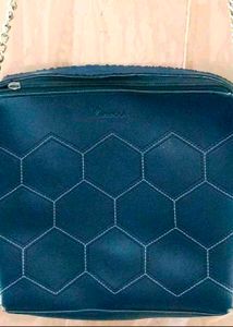 Beautiful blue sling bag with gold chain