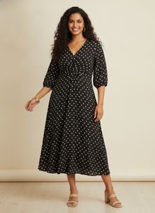 FEMELLA - Polka Dot Twist Front Dress