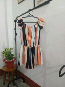Striped Off-Shoulder Romper