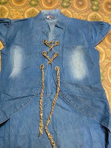 Denim Look Tunic with Corset Style Detail