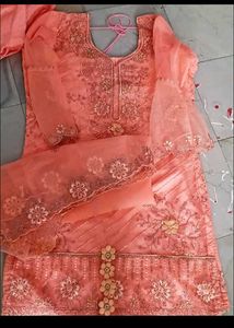 Elegant Peach Embroidered Kurta Set
