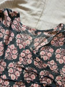 Boho Floral Block Print Cotton Dress - Size L