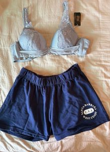 Beautiful Lace Bra & Comfy Shorts Set