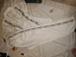 a beautiful white embroidered co ord set