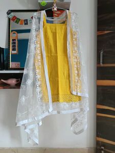 Yellow Kurta Set with Printed Palazzo
