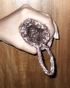 Crochet Small Teddy Bear Pouch [Brown - White]