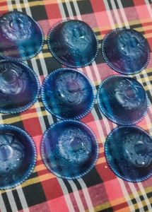 Set of 9 Blue Glass Bowls