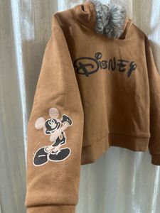 Disney-Inspired Faux Fur Cropped Hoodie