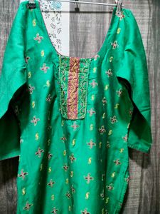 Emerald Green Kurta with Embroidery