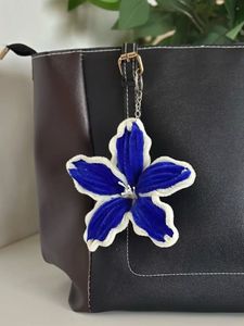 Beautiful Blue Flower Charm Keychain