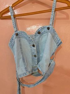Denim Corset Top with White Shirt