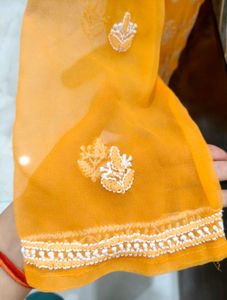 Orange Chikankari Kurta