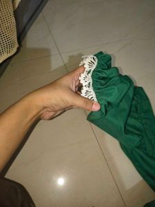 Elegant Green Puff Sleeve Dress
