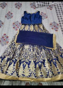 Stunning Blue &amp; Gold Lehenga Choli
