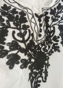 White Kurta with Black chickenkari embroidery