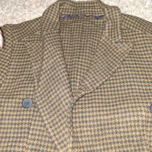 Classic Houndstooth Double-Breasted Coat