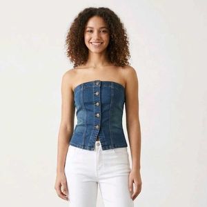 Max cares Denim Strapless Corset Top