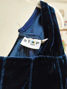 Adorable Blue Velvet Party Dress