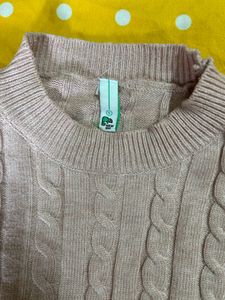 Pink Cable Knit Cropped Sweater &amp; skirt