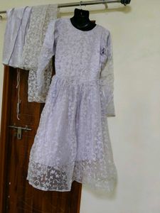 Beautiful White braso frock chudidar dupatta