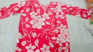 Pink Floral Print Short Kurta