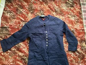 Navy Blue Cotton Kurta