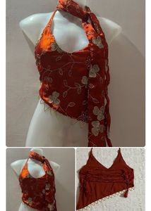 Embellished Halter Neck Top