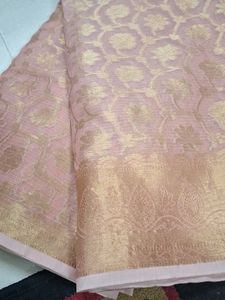 Elegant Pink Saree with Gold Border