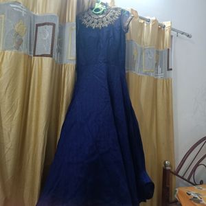 Full Heavy Work In Blue Gown