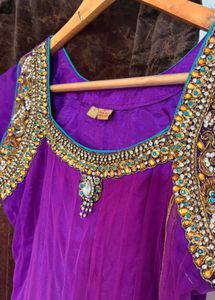 women’s purple Anarkali style gown