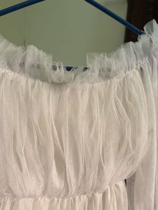 Off-Shoulder white mesh top